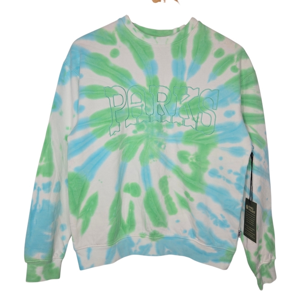 Parks Project Womens Tie Dye Embroidered Logo Crewneck Sweatshirt Size XS